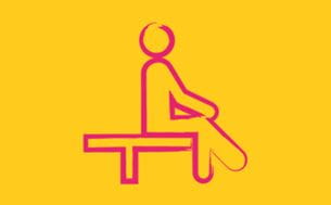 Infographic showing a person sitting on a bench