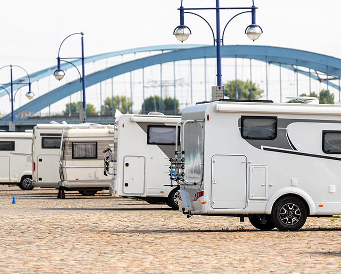 Car park with motorhomes